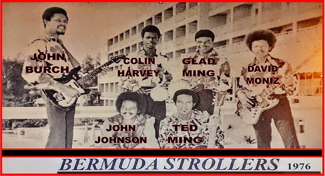 Bermuda Strollers, at the Elbow Beach Hotel, looking over the pool 1976